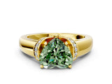 Yellow gold Fancy Green Heart  Solitaire Diamond Ring with Pave Band and Six-Prong Setting_29
