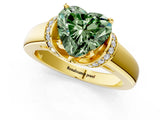 Yellow gold Fancy Green Heart  Solitaire Diamond Ring with Pave Band and Six-Prong Setting_30