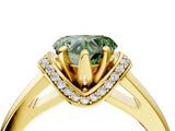 Yellow gold Fancy Green Heart  Solitaire Diamond Ring with Pave Band and Six-Prong Setting_33