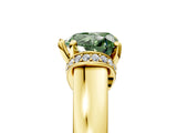 Yellow gold Fancy Green Heart  Solitaire Diamond Ring with Pave Band and Six-Prong Setting_34