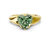 Yellow gold Fancy Green Heart  Solitaire Diamond Ring with Six-Prong Cathedral Setting_32