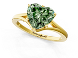 Yellow gold Fancy Green Heart  Solitaire Diamond Ring with Six-Prong Setting and Tapered Band_1