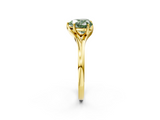 Yellow gold Fancy Green Heart  Solitaire Diamond Ring with Six-Prong Setting and Tapered Band_2