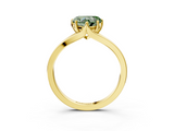 Yellow gold Fancy Green Heart  Solitaire Diamond Ring with Six-Prong Setting and Tapered Band_3