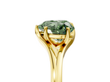 Yellow gold Fancy Green Heart  Solitaire Diamond Ring with Six-Prong Setting and Tapered Band_5