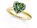 Yellow gold Fancy Green Heart  Solitaire Diamond Ring with Six-Prong Setting on a Classic Band_1