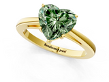 Yellow gold Fancy Green Heart  Solitaire Diamond Ring with Split Shank and Four-Prong Setting_1