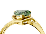 Yellow gold Fancy Green Heart  Solitaire Diamond Ring with Split Shank and Prong Setting_38