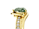 Yellow gold Fancy Green Heart  Solitaire Diamond Ring with Split Shank and Prong Setting_39