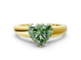 Yellow gold Fancy Green Heart  Solitaire Diamond Ring with Tapered Band and Four-Prong Setting_29