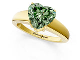 Yellow gold Fancy Green Heart  Solitaire Diamond Ring with Tapered Band and Four-Prong Setting_30