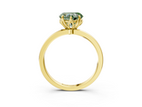 Yellow gold Fancy Green Heart  Solitaire Diamond Ring with Thin Band and Four-Prong Setting_3