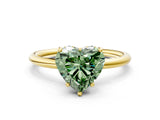 Yellow gold Fancy Green Heart  Solitaire Diamond Ring with a Classic Band and Four-Prong Setting 1