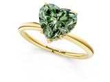 Yellow gold Fancy Green Heart  Solitaire Diamond Ring with a Classic Band and Four-Prong Setting 2