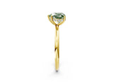 Yellow gold Fancy Green Heart  Solitaire Diamond Ring with a Classic Band and Four-Prong Setting 3