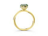 Yellow gold Fancy Green Heart  Solitaire Diamond Ring with a Classic Band and Four-Prong Setting 4