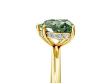 Yellow gold Fancy Green Heart  Solitaire Diamond Ring with a Classic Band and Four-Prong Setting
