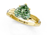 Yellow gold Fancy Green Heart  Solitaire Diamond Twisted Band with Four-Prong Setting_1