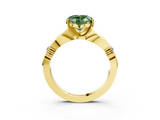 Yellow gold Fancy Green Heart  Solitaire Diamond Twisted Band with Four-Prong Setting_3