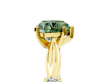 Yellow gold Fancy Green Heart  Solitaire Diamond Twisted Band with Four-Prong Setting_5
