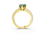 Yellow gold Fancy Green Heart  Solitaire Diamond with Pavé Band and Four-Prong Setting_3