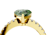 Yellow gold Fancy Green Heart  Solitaire Diamond with Pavé Band and Four-Prong Setting_4
