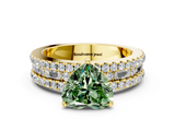 Yellow gold Fancy Green Heart  Solitaire Diamond with Pave and Channel Set Band