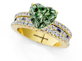 Yellow gold Fancy Green Heart  Solitaire Diamond with Pave and Channel Set Band_1