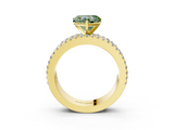 Yellow gold Fancy Green Heart  Solitaire Diamond with Pave and Channel Set Band_3