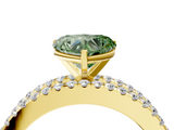 Yellow gold Fancy Green Heart  Solitaire Diamond with Pave and Channel Set Band_4