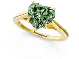 Yellow gold Fancy Green Heart  Solitaire Engagement Ring with Four-Prong Setting and Classic Band 1