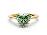 Yellow gold Fancy Green Heart  Solitaire Engagement Ring with Four-Prong Setting and Classic Band
