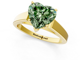 Yellow gold Fancy Green Heart  Solitaire Engagement Ring with Four-Prong Setting and Tapered Band_4