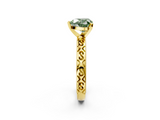 Yellow gold Fancy Green Heart  Solitaire Engagement Ring with Scrollwork Band and Four-Prong Setting_2