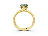 Yellow gold Fancy Green Heart  Solitaire Engagement Ring with Scrollwork Band and Four-Prong Setting_3