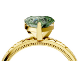 Yellow gold Fancy Green Heart  Solitaire Engagement Ring with Scrollwork Band and Four-Prong Setting_4