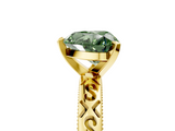 Yellow gold Fancy Green Heart  Solitaire Engagement Ring with Scrollwork Band and Four-Prong Setting_5