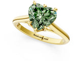 Yellow gold Fancy Green Heart  Solitaire Engagement Ring with Six-Prong Setting and Classic Band 2