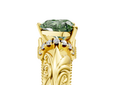 Yellow gold Fancy Green Heart  Solitaire Filigree Engagement Ring with Halo and Prong Setting_5