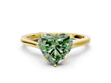 Yellow gold Fancy Green Heart  Solitaire Heart Prong Engagement Ring with Tapered Band_35