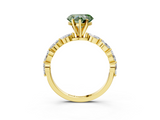 Yellow gold Fancy Green Heart  Solitaire Marquise Side Stone Prong Setting Ring_3