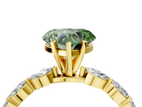 Yellow gold Fancy Green Heart  Solitaire Marquise Side Stone Prong Setting Ring_4