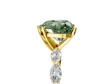 Yellow gold Fancy Green Heart  Solitaire Marquise Side Stone Prong Setting Ring_5