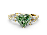 Yellow gold Fancy Green Heart  Solitaire Marquise Twist Band with Six-Prong Setting