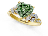 Yellow gold Fancy Green Heart  Solitaire Marquise Twist Band with Six-Prong Setting_1