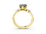 Yellow gold Fancy Green Heart  Solitaire Marquise Twist Band with Six-Prong Setting_3
