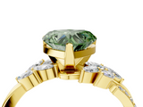 Yellow gold Fancy Green Heart  Solitaire Marquise Twist Band with Six-Prong Setting_4
