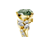 Yellow gold Fancy Green Heart  Solitaire Marquise Twist Band with Six-Prong Setting_5