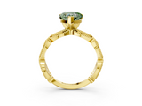 Yellow gold Fancy Green Heart  Solitaire Milgrain Diamond Engagement Ring with Bezel and Marquise Band_3