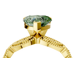 Yellow gold Fancy Green Heart  Solitaire Milgrain Diamond Engagement Ring with Bezel and Marquise Band_4